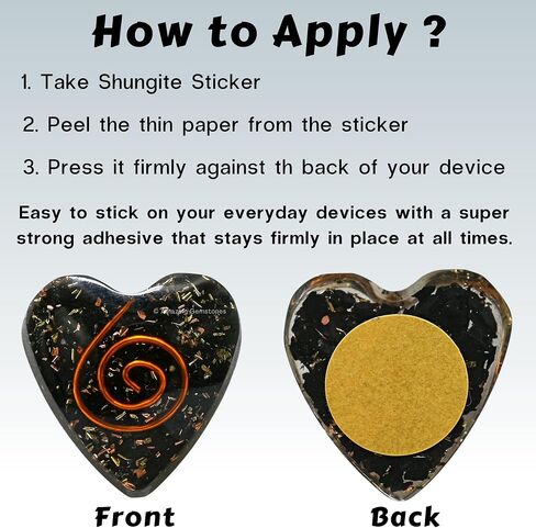 ملصق Orgonite Shungite الفاخر، مجموعة من قطعتين للحماية، حماية مصممة خصيصًا للهاتف الخلوي، مانع موثوق للهاتف الخلوي، حماية ضد الإشعاع الضار (قلب) in Kuwait
