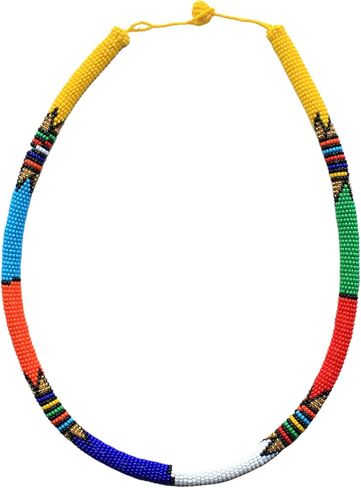 قلادة أنبوب الزولو الأفريقية التقليدية | بقلم Woza Moya (تعال يا روح التغيير) | مصنوع يدويًا بواسطة الحرفيين في مركز هيلكريست للإيدز في جنوب أفريقيا in Kuwait