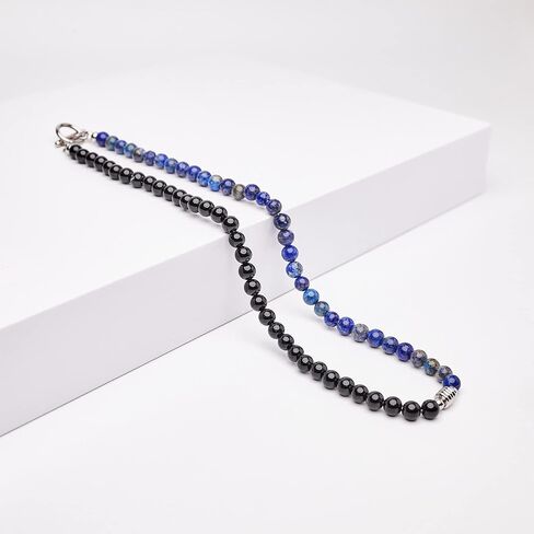 VN Jewelry مصنوع يدويًا للرجال من عقيق عين النمر مطرز بسلسلة من الأحجار الكريمة الطبيعية مجوهرات كريستالية للشفاء (عين النمر الأحمر/العقيق الأسود) in Kuwait