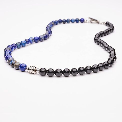 VN Jewelry مصنوع يدويًا للرجال من عقيق عين النمر مطرز بسلسلة من الأحجار الكريمة الطبيعية مجوهرات كريستالية للشفاء (عين النمر الأحمر/العقيق الأسود) in Kuwait