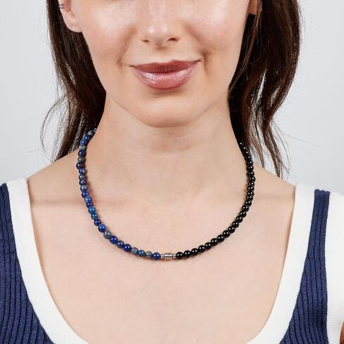 VN Jewelry مصنوع يدويًا للرجال من عقيق عين النمر مطرز بسلسلة من الأحجار الكريمة الطبيعية مجوهرات كريستالية للشفاء (عين النمر الأحمر/العقيق الأسود) in Kuwait