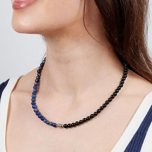 VN Jewelry مصنوع يدويًا للرجال من عقيق عين النمر مطرز بسلسلة من الأحجار الكريمة الطبيعية مجوهرات كريستالية للشفاء (عين النمر الأحمر/العقيق الأسود) in Kuwait