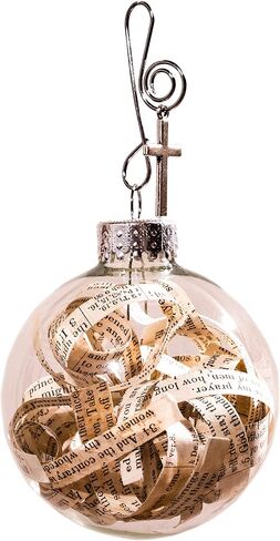 Rescued Antique Bible Glass Tree Decor & Christmas Easter Ornaments with Silver Cross - Hanging Accessories For Home, Office, Church - Unique Gift for Friends, Family, Pastor in Kuwait