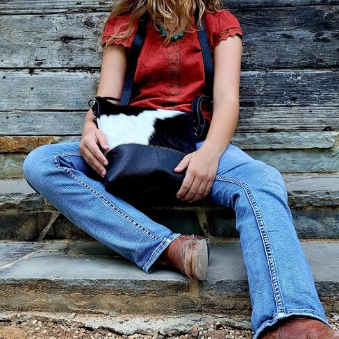 Ranch Junkie Highlands Genuine Cowhide Large Crossbody Bag Black Cowhide Crossbody in Kuwait