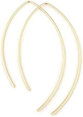 1 Inch Thin Solid 14k Yellow Gold Threader Earrings Open Hoop 20 Gauge (.8mm) in Saudi Arabia