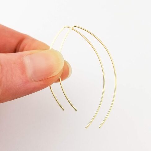 1 Inch Thin Solid 14k Yellow Gold Threader Earrings Open Hoop 20 Gauge (.8mm) in Saudi Arabia