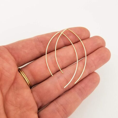 1 Inch Thin Solid 14k Yellow Gold Threader Earrings Open Hoop 20 Gauge (.8mm) in Saudi Arabia