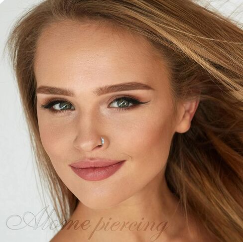 Faux Nose Ring 24g Orange Bead Clip-On - 925 Sterling Silver Hoop - No Piercing Needed - Fake Nose Hoop - Clip-On False Nose Hoop in Saudi Arabia