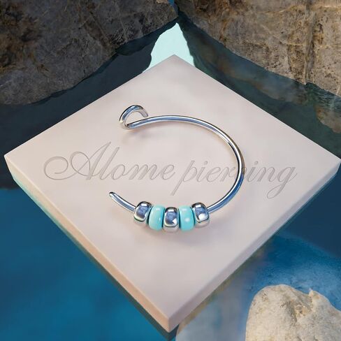 Faux Nose Ring 24g Orange Bead Clip-On - 925 Sterling Silver Hoop - No Piercing Needed - Fake Nose Hoop - Clip-On False Nose Hoop in Saudi Arabia