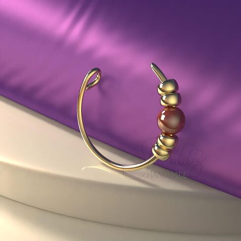Gold Clip on Nose Ring - Comfortable 7mm Handmade Fake nose ring with a small 2mm Blue Opal - Thin 24g No Piercing Needed 14k Gold Filled Faux Nose Piercing in Kuwait
