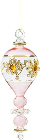 Pharaonic Vintage style pink Glass ornament for Christmas tree decorations emboss with 14K Gold | summer decorations for home | Xmas tree decorative ornaments | decorating gifts | hanging ornaments in Kuwait
