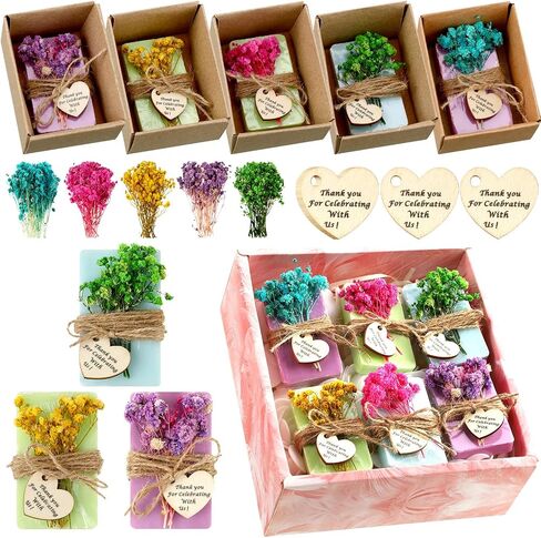 Kigeli Set of 45 Soap Favors DIY Bridal Shower Favors Bulk Wedding Soap Gifts Baby Shower Scented Soap Favors Natural Handmade Soap Bars for Wedding Bridal Shower (Blue, Green, Purple, Rectangle) in Kuwait