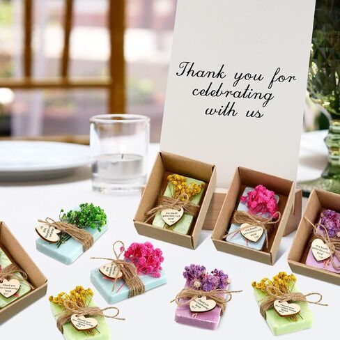 Kigeli Set of 45 Soap Favors DIY Bridal Shower Favors Bulk Wedding Soap Gifts Baby Shower Scented Soap Favors Natural Handmade Soap Bars for Wedding Bridal Shower (Blue, Green, Purple, Rectangle) in Kuwait