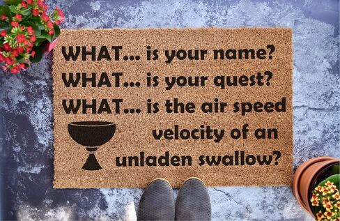 Door Mat Death Bridge Questions - Monty Personalized Doormat - Wedding Gift - Housewarming Gift - Front Doormat (24" x 16") in Saudi Arabia