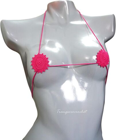 Hot pink crochet extreme micro bikini top Tiny bikini top for women sexy in Saudi Arabia