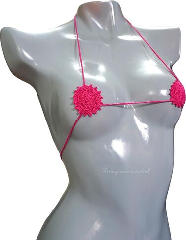 Hot pink crochet extreme micro bikini top Tiny bikini top for women sexy in Saudi Arabia