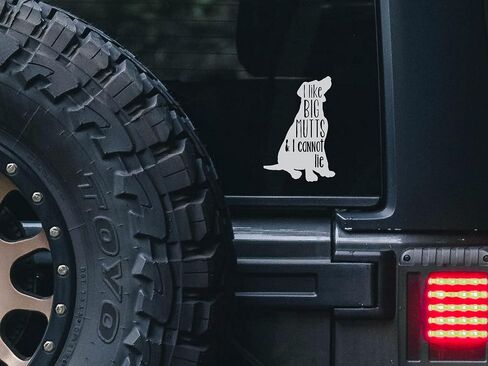 WHITE I Like Big Mutts and I Cannot Lie Decal | 5" tall by 3.5" wide | Dog Lover Gift | Fur Mom Decal | Fur Baby Sticker | Dog Mom | Dog Mama | Yeti Laptop Window Cup Decal | Kais Design in Saudi Arabia