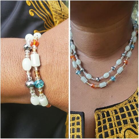 Waist beads/Stretchy tie on / 44 inches/Crystal waist beads/African waist beads/Plus size/Beach Jewelry/Handmade in Ghana (Large size 2) in Saudi Arabia