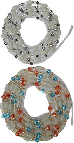 Waist beads/Stretchy tie on / 44 inches/Crystal waist beads/African waist beads/Plus size/Beach Jewelry/Handmade in Ghana (Large size 2) in Saudi Arabia