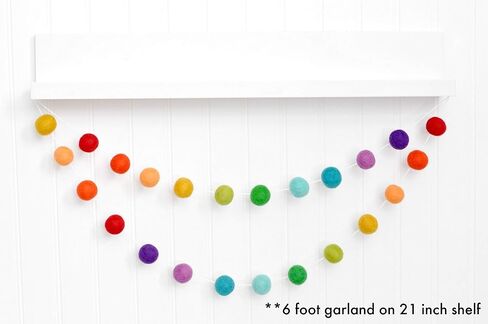 Rainbow Felt Ball Garland - Handmade 100% wool felt balls - 6 feet long (24 felt balls) Birthday Banner - Pride Decor - Pom Pom Bunting - Nursery Decoration in Saudi Arabia