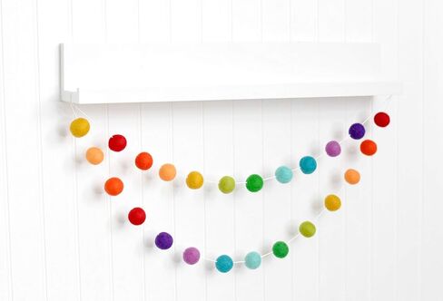 Rainbow Felt Ball Garland - Handmade 100% wool felt balls - 6 feet long (24 felt balls) Birthday Banner - Pride Decor - Pom Pom Bunting - Nursery Decoration in Saudi Arabia