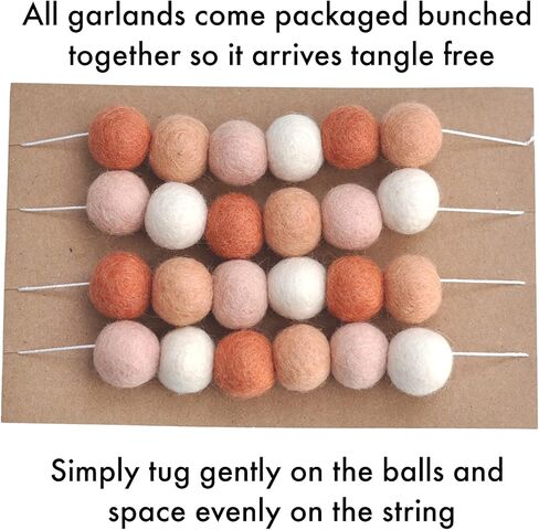 Rainbow Felt Ball Garland - Handmade 100% wool felt balls - 6 feet long (24 felt balls) Birthday Banner - Pride Decor - Pom Pom Bunting - Nursery Decoration in Saudi Arabia