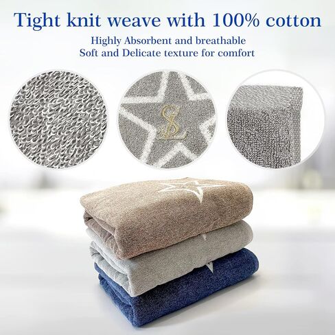 3 Pcs Premium Bath Towels,100% Cotton Bathroom Towels, Lighter Weight & Super Absorbent, Soft Feel，Quick Dry Bath Towels for Bathroom, Gym, Hotel & Spa (28 x 55 Inches, Multi Colors) in Saudi Arabia