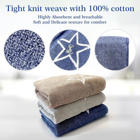 3 Pcs Premium Bath Towels,100% Cotton Bathroom Towels, Lighter Weight & Super Absorbent, Soft Feel，Quick Dry Bath Towels for Bathroom, Gym, Hotel & Spa (28 x 55 Inches, Multi Colors) in Saudi Arabia