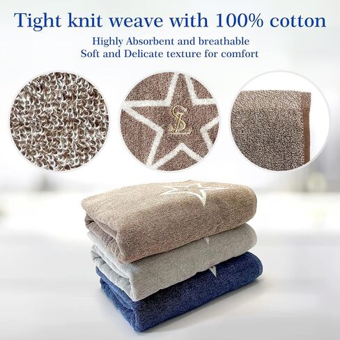 3 Pcs Premium Bath Towels,100% Cotton Bathroom Towels, Lighter Weight & Super Absorbent, Soft Feel，Quick Dry Bath Towels for Bathroom, Gym, Hotel & Spa (28 x 55 Inches, Multi Colors) in Saudi Arabia