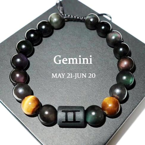 Birthday Gift, Rainbow Black Obsidian Mens Bracelet, Couples Bracelets 10mm Natural Tigers Eye Hematite Bracelet, Zodiac Healing Crystal Bracelet Good Luck Gifts (Taurus gifts) in Saudi Arabia