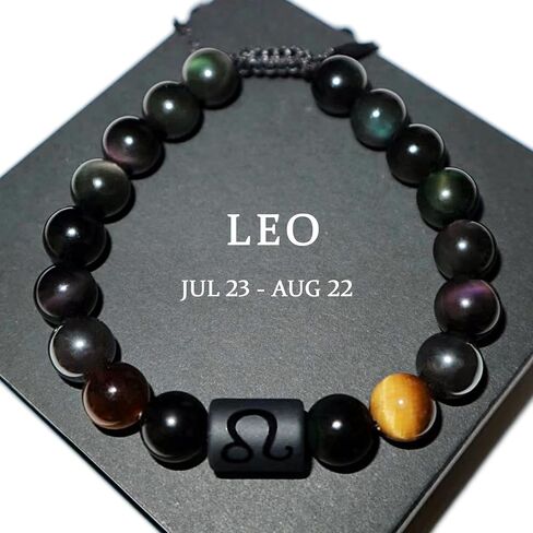 Birthday Gift, Rainbow Black Obsidian Mens Bracelet, Couples Bracelets 10mm Natural Tigers Eye Hematite Bracelet, Zodiac Healing Crystal Bracelet Good Luck Gifts (Taurus gifts) in Saudi Arabia