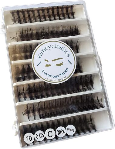 1000 Wispy Premade fans 0.05 0.07 Mixed Lengths 10-16mm 5D 7D Lashes Volume loose Fans C D Curl Handmade Fan eyelash extensions Kimeyelashes promade fan (5D - 0.07 - Curl C) in Kuwait