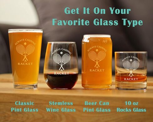 Causing A Racket - Whiskey Rocks Glass - Funny Tennis Themed Decor and Gifts - 10.25 Oz Glasses in Saudi Arabia