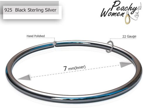 Black Nose Ring Hoop 22G - Small Nose Piercing For Women Men - 925 Sterling Silver Plain Black Nose Hoop Jewelry in Saudi Arabia