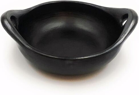 وعاء حساء العشاء الكولومبي التقليدي مع غطاء بقطر 6 بوصات و25 أونصة من الطين الأسود الأصلي مصنوع يدويًا بنسبة 100% في توليما كولومبيا in Kuwait