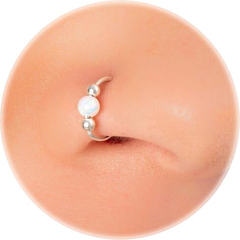 Small Nose Ring With White Opal - 20 Gauge 14K Gold Filled Nose Piercing Ring - 7mm Nose Jewelry in Kuwait