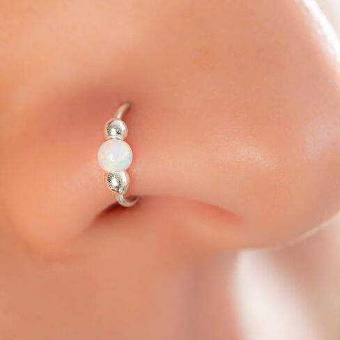 Small Nose Ring With White Opal - 20 Gauge 14K Gold Filled Nose Piercing Ring - 7mm Nose Jewelry in Kuwait
