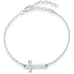 سوار متقاطع من الفضة الإسترليني عيار 925 للنساء - سوار متقاطع صغير للنساء - سوار مسيحي ديني أنيق in Kuwait