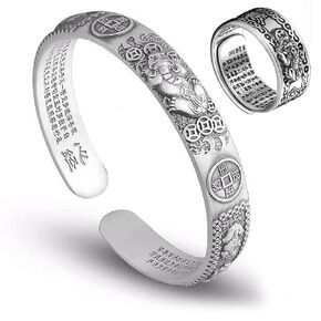 Pixiu Bracelet Feng Shui Pixiu Ring Set, Chinese Feng Shui Pi Yao Wealth Bracelet, Pixiu Ring Protection Wealth Bring Good Luck and Prosperity for Women Men (Couple)