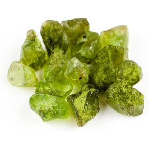 15pcs Natural Raw Peridot Crystal Gemstone, Chakra Healing Energy Rough Crystal, August Birthstone Crystal for Jewelry Making Supplies, DIY Art & Crafts Gift, Wire Wrapping Loose Stones