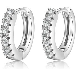 Small Gold Hoops Huggie Earrings for Women Gold Plated Dainty Cubic Zirconia,CZ Mini Huggie Bead Cartilage Earring Hypoallergenic Hoop Earrings for Girls Women(Black)