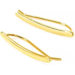 أقراط تسلق الأذن المطروقة يدويًا للنساء، 925 من الفضة الاسترليني 1 بوصة طويلة دبابيس الأذن الأنيقة، فريدة من نوعها، إكسسوارات أزياء نسائية أنيقة وبسيطة، مجوهرات ثقب ممتعة ومريحة in Kuwait