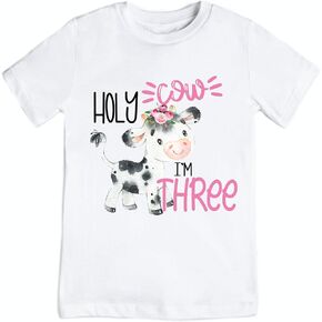 Holy Cow I'm three birthday shirt cow third birthday shirt moo moo I'm three birthday outfit holy cow I'm three 3rd birthday shirt cow animal birthday party (3T) in Kuwait