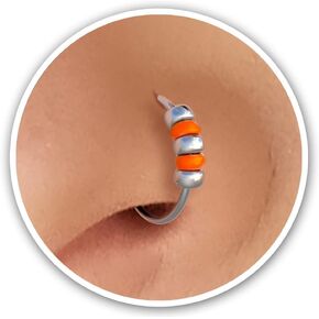 طوق أنف مع خرز فضي وفيروزي - طوق أنف رفيع جدًا مقاس 24 - حلقات أنف صغيرة من الفضة الإسترليني عيار 925 - مجوهرات للجسم in Kuwait