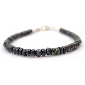 Natural Amethyst Roundel Beads Bracelet for women Sterling Silver Crystal Healing Gemstone Beaded Jewelry