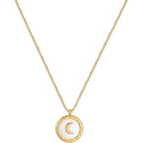 Moon Necklace for Women Gold Moon Pendant Necklace Mother of Pearl Necklaces for Women, 18K Gold Plated, Adjustable, Handmade Necklaces
