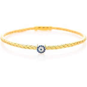 Evil Eye Bracelet 14k Rose Gold Plated Bangle Bracelet for Women