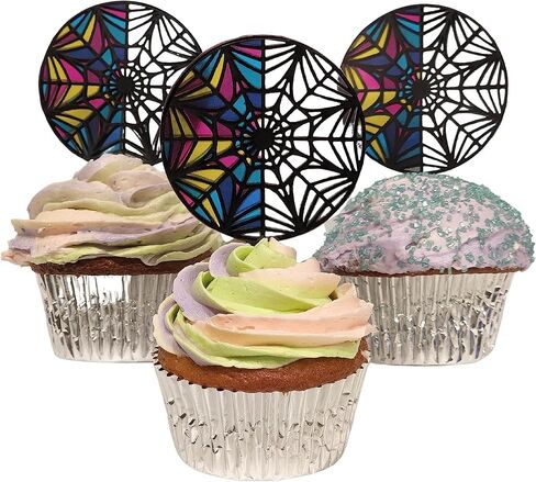 Wednesday Birthday Party Decor, Wednesday Window Cupcake Topper 12 pack, Wednesday Addams Ophelia Hall Inspired Cupcake Topper in Saudi Arabia
