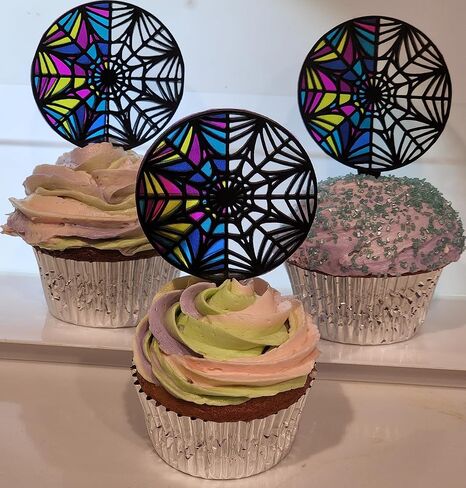 Wednesday Birthday Party Decor, Wednesday Window Cupcake Topper 12 pack, Wednesday Addams Ophelia Hall Inspired Cupcake Topper in Saudi Arabia