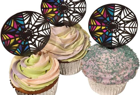 Wednesday Birthday Party Decor, Wednesday Window Cupcake Topper 12 pack, Wednesday Addams Ophelia Hall Inspired Cupcake Topper in Saudi Arabia